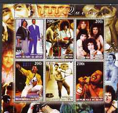 Benin 2006 Queen #1 (pop group) perf sheetlet containing set of 6 values unmounted mint, stamps on , stamps on  stamps on personalities, stamps on  stamps on entertainments, stamps on  stamps on music, stamps on  stamps on pops