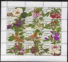 Guyana 1994 Flowers perf sheetlet containing 12 x $50 values unmounted mint, SG 3883-9, stamps on , stamps on  stamps on flowers