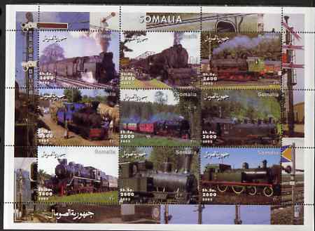 Madagascar 1999 Railways (Early) perf sheetlet containing set of 9 values unmounted mint. Note this item is privately produced and is offered purely on its thematic appeal, stamps on railways