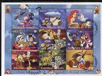 Benin 2008 Beijing Olympics - Disney's Bambi, Pinocchio etc perf sheetlet containing 8 values plus label fine cto used, stamps on , stamps on  stamps on olympics, stamps on  stamps on disney, stamps on  stamps on space