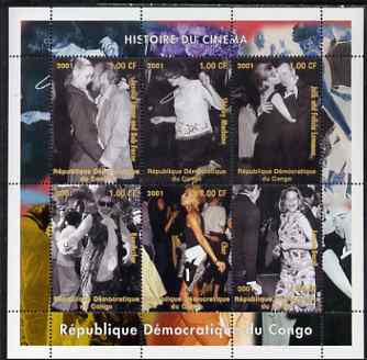 Congo 2001 History of the Cinema (Actors & Actresses) perf sheetlet containing set of 6 values unmounted mint, stamps on , stamps on  stamps on films, stamps on  stamps on movies, stamps on  stamps on cinema, stamps on  stamps on personalities