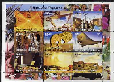 Guinea - Conakry 1998 Paintings by Salvador Dali perf sheetlet containing 9 values unmounted mint. Note this item is privately produced and is offered purely on its thematic appeal, stamps on , stamps on  stamps on arts, stamps on  stamps on dali, stamps on  stamps on bull fighting