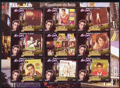 Benin 2009 Elvis Presley - Album Covers perf sheetlet containing 9 values unmounted mint. Note this item is privately produced and is offered purely on its thematic appea..., stamps on personalities, stamps on elvis, stamps on music, stamps on films, stamps on cinema, stamps on movies, stamps on pops, stamps on rock