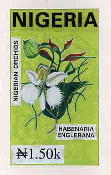 Nigeria 1993 Orchids - original hand-painted artwork for N1.50 value (Habenaria englerana) by unknown artist on board 5 x 9 endorsed C1, stamps on , stamps on  stamps on flowers   orchids