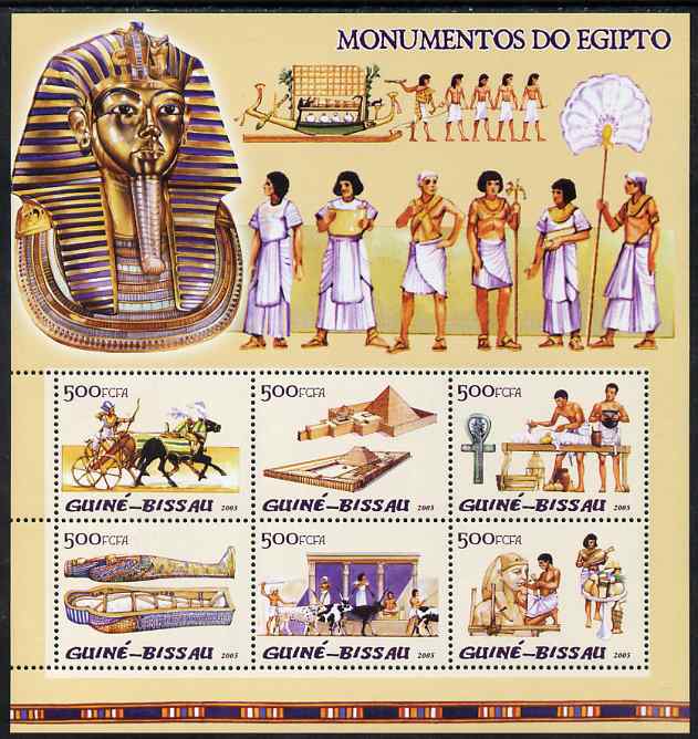 Guinea - Bissau 2005 Monuments of Egypt perf sheetlet containing 6 values unmounted mint Mi 3114-19, stamps on , stamps on  stamps on tourism, stamps on  stamps on egyptology, stamps on  stamps on monuments