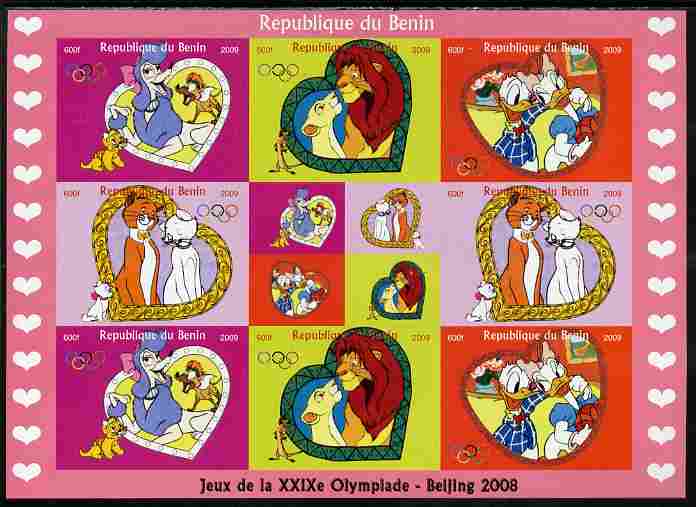 Benin 2009 Beijing Olympics #2 - Disney Characters imperf sheetlet containing 8 values plus label unmounted mint. Note this item is privately produced and is offered purely on its thematic appeal, stamps on , stamps on  stamps on olympics, stamps on  stamps on disney, stamps on  stamps on lions, stamps on  stamps on cats