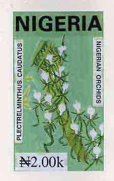 Nigeria 1993 Orchids - original hand-painted artwork for N2 value (Plectrelminthus caudatus) by unknown artist on board 5 x 9 endorsed D1, stamps on , stamps on  stamps on flowers   orchids