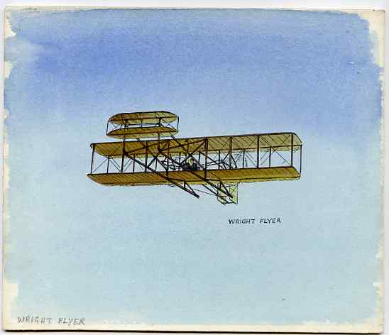 Eynhallow 1982 Early Aircraft  #1(Wright Flyer) original artwork by R A Sherrington of the B L Kearley Studio, watercolour on board 175 x 150 mm plus imperf souvenir shee..., stamps on aviation, stamps on wright