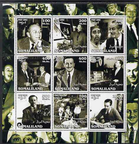 Somaliland 2002 Walt Disney #1 perf sheetlet containing 9 values, unmounted mint, stamps on personalities, stamps on disney, stamps on cartoons, stamps on films, stamps on movies, stamps on cinema