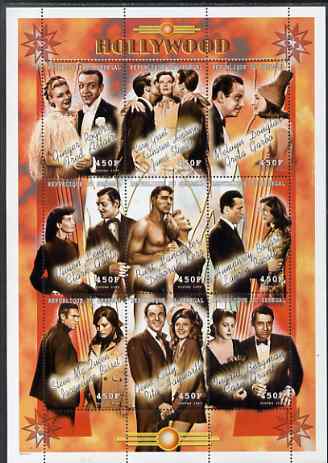 Senegal 1999 Hollywood perf sheetlet containing 9 values unmounted mint. Note this item is privately produced and is offered purely on its thematic appeal, it has no post..., stamps on films, stamps on cinema, stamps on entertainments, stamps on women, stamps on personalities, stamps on 