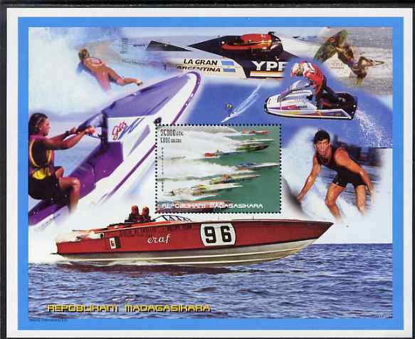 Madagascar 1999 Water Sports perf s/sheet unmounted mint, stamps on , stamps on  stamps on sport, stamps on  stamps on water skiing, stamps on  stamps on jet ski, stamps on  stamps on 