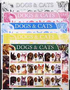 Afghanistan 2003 Dogs & Cats #2 sheetlet containing set of 9 values - the set of 5 imperf progressive proofs comprising the 4 individual colours plus all 4-colour composite, slight wrinkling at corner, unmounted mint , stamps on , stamps on  stamps on dogs, stamps on  stamps on cats, stamps on  stamps on scouts