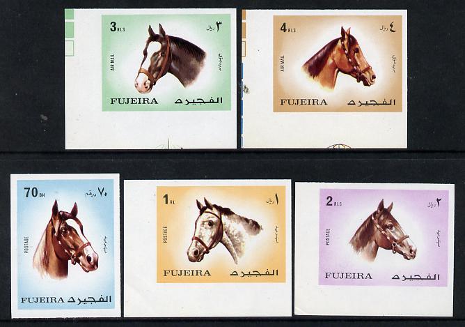 Fujeira 1971 Horses imperf set of 5 unmounted mint (Mi 810-14B) , stamps on animals  horse