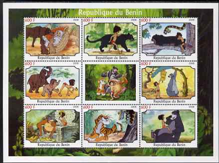 Benin 2008 Disney's Jungle Book perf sheetlet containing 8 values plus label unmounted mint , stamps on , stamps on  stamps on disney, stamps on  stamps on elephants, stamps on  stamps on snakes, stamps on  stamps on bananas, stamps on  stamps on tigers, stamps on  stamps on films, stamps on  stamps on cinema, stamps on  stamps on cartoons