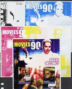 Turkmenistan 2002 Legendary Movies of the 90s - Basic Instinct, large sheetlet containing 2 values - the set of 5 imperf progressive proofs comprising the 4 individual co..., stamps on films, stamps on cinema, stamps on movies, stamps on personalities, stamps on entertainments, stamps on 