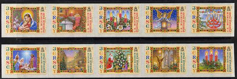 Jersey 2004 Christmas set of 10 self adhesive NVI stamps unmounted mint, SG 1170-79, stamps on , stamps on  stamps on christmas, stamps on  stamps on self-adhesive