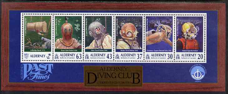 Guernsey - Alderney 1998 21st Anniversary of Alderney Diving Club perf m/sheet unmounted mint, SG MSA115, stamps on diving, stamps on scuba