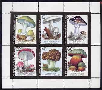 Bulgaria 1991 Fungi sheetlet containing complete set of 6 unmounted mint, SG 3746-51, Mi 3886-91, stamps on , stamps on  stamps on fungi