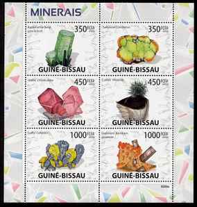 Guinea - Bissau 2009 Minerals perf sheetlet containing 6 values unmounted mint Michel 4097-4102, stamps on , stamps on  stamps on minerals