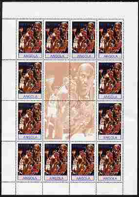 Angola 2000 Sports Legends - Michael Jordan (Basketball) perf sheetlet containing 12 values plus label unmounted mint, stamps on , stamps on  stamps on personalities, stamps on  stamps on sport, stamps on  stamps on basketball