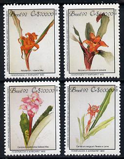 Brazil 1992 UN Conference on Environment #5 set of 4 Paintings of Flowers unmounted mint SG 2543-46, stamps on arts   environment   flowers    united-nations    