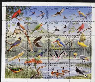 Malawi 1992 Birds perf sheetlet containing set of 20 values unmounted mint SG 876-95, stamps on , stamps on  stamps on birds