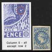 St Helena Forgery 6d blue by David Cohn (West type 2) imperf single from column 5 - identified by white flaw behind chignon, stamps on , stamps on  stamps on forgery, stamps on  stamps on forgeries, stamps on  stamps on 