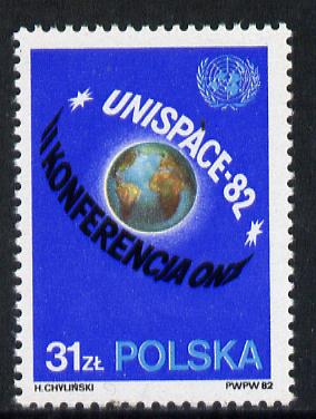 Poland 1982 UN Space Conference unmounted mint, SG 2819*, stamps on space   united-nations