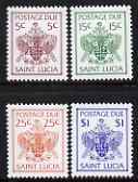 St Lucia 1981 Postage Due set of 4 unmounted mint, SG D13-16, stamps on , stamps on  stamps on arms, stamps on  stamps on heraldry