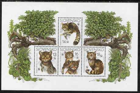 Slovakia 2003 WWF - Wild Cat perf sheetlet containing 4 values unmounted mint, SG MS 416, stamps on , stamps on  stamps on , stamps on  stamps on  wwf , stamps on  stamps on cats, stamps on  stamps on 