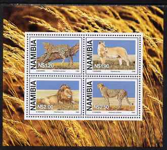 Namibia 1998 Large Wild Cat perf sheetlet containing 4 values unmounted mint, SG MS 786, stamps on , stamps on  stamps on animals, stamps on  stamps on cats, stamps on  stamps on 