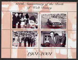 West Swan Island (Falkland Islands) 2001 Birth Centenary of Walt Disney perf sheetlet #2 containing 4 values unmounted mint. Note this item is privately produced and is o..., stamps on personalities, stamps on disney, stamps on films, stamps on cinema, stamps on movies