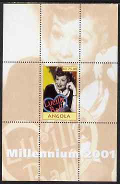 Angola 2001 Millennium series - Lucille Ball perf s/sheet unmounted mint, stamps on personalities, stamps on millennium, stamps on women, stamps on films, stamps on cinema.movies