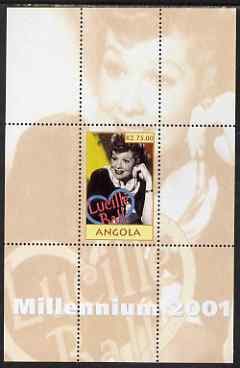 Angola 2001 Millennium series - Lucille Ball perf s/sheet unmounted mint, stamps on , stamps on  stamps on personalities, stamps on  stamps on millennium, stamps on  stamps on women, stamps on  stamps on films, stamps on  stamps on cinema.movies