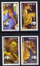 Malta 2002 WWF - Mediterranean Seahorses perf set of 4 values unmounted mint, SG 1243-6, stamps on , stamps on  stamps on , stamps on  stamps on  wwf , stamps on  stamps on marine life, stamps on  stamps on fish