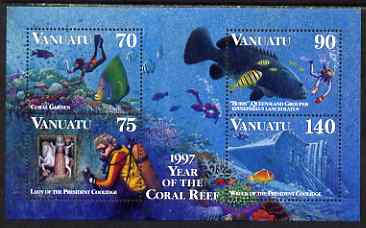 Vanuatu 1997 Diving perf m/sheet unmounted mint, SG MS 744, stamps on , stamps on  stamps on diving, stamps on  stamps on scuba, stamps on  stamps on marine life, stamps on  stamps on fish, stamps on  stamps on shipwrecks