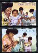 Vanuatu 1996 UNICEF perf set of 2 unmounted mint, SG 722-23, stamps on , stamps on  stamps on united nations, stamps on  stamps on unicef, stamps on  stamps on children