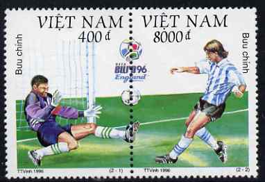Vietnam 1996 Football European Championships perf se-tenant pair unmounted mint, SG 2055-56, stamps on football