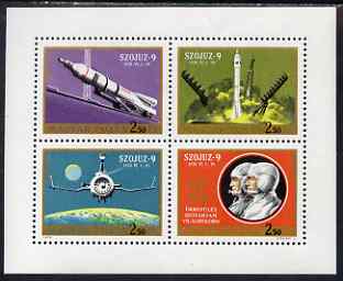 Hungary 1970 Soyuz 9 Space Mission perf m/sheet containing set of 4 unmounted mint, SG MS 2543, stamps on space, stamps on rockets
