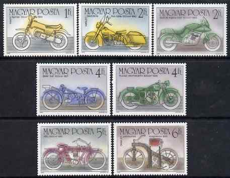 Hungary 1985 Centenary of the Motorcycle perf set of 7 unmounted mint SG 3673-79, stamps on , stamps on  stamps on motorbikes