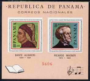 Panama 1966 Famous Men perf m/sheet unmounted mint (Dante & Wagner), stamps on personalities, stamps on dante, stamps on composers, stamps on wagner, stamps on music, stamps on poetry, stamps on literature