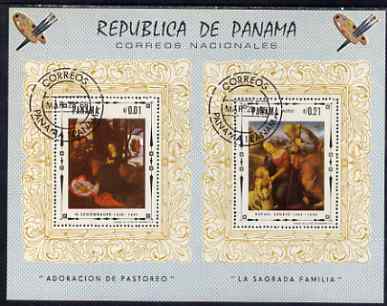 Panama 1966 Religious Paintings perf m/sheet cto used (Schongauer & Raphael), stamps on , stamps on  stamps on arts, stamps on  stamps on religion, stamps on  stamps on raphael, stamps on  stamps on schongauer