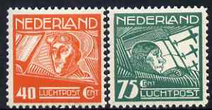 Netherlands 1928 Air perf set of 2 unmounted mint SG 371-2, stamps on aviation