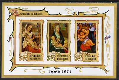 Burundi 1974 Christmas imperf msheet (5f, 10f & 15f) unmounted mint, as SG MS1004a, stamps on , stamps on  stamps on christmas, stamps on  stamps on arts, stamps on  stamps on botticelli