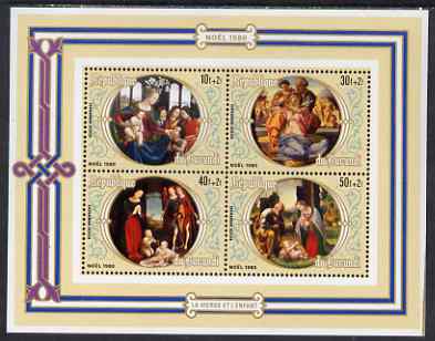 Burundi 1981 Christmas Charity perf msheet (4 values each with 2f premium) unmounted mint, SG MS1380, stamps on christmas, stamps on arts, stamps on michelangelo
