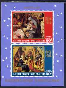 Togo 1978 Christmas - Paintings imperf m/sheet unmounted mint SG MS 627, stamps on , stamps on  stamps on christmas, stamps on  stamps on arts, stamps on  stamps on durer, stamps on  stamps on brueghel