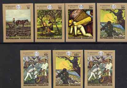 Togo 1970 ILO (Paintings) imperf set of 7 from limited printing, unmounted mint as SG 713-19, stamps on arts, stamps on van gogh, stamps on pissarro