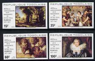 Togo 1977 400th Birth Anniversary of Rubens imperf set of 4 from limited printing, unmounted mint as SG 1228-31, stamps on rubens, stamps on arts