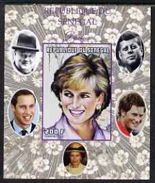 Senegal 1998 Princess Diana 200f imperf m/sheet #02 unmounted mint. Note this item is privately produced and is offered purely on its thematic appeal, it has no postal validity, stamps on , stamps on  stamps on royalty, stamps on  stamps on diana, stamps on  stamps on william, stamps on  stamps on harry, stamps on  stamps on churchill, stamps on  stamps on kennedy, stamps on  stamps on personalities
