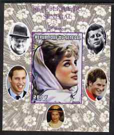 Senegal 1998 Princess Diana 200f imperf m/sheet #06 unmounted mint. Note this item is privately produced and is offered purely on its thematic appeal, it has no postal va..., stamps on royalty, stamps on diana, stamps on william, stamps on harry, stamps on churchill, stamps on kennedy, stamps on personalities